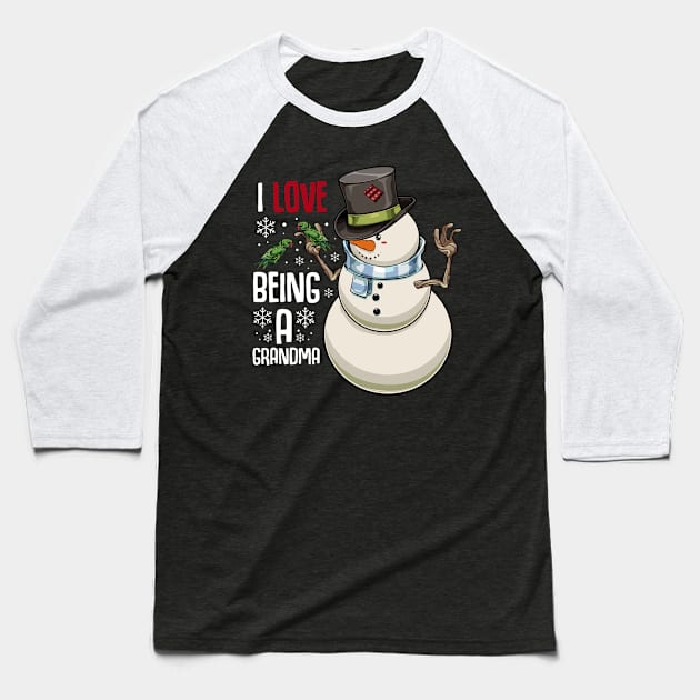 Snowman - I Love Being A Grandma - Xmas Baseball T-Shirt by Lumio Gifts